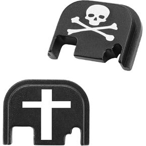 2 Pcs Rear Cover Slide Back Plates for Glock Gen 1-4, Aluminum Rear Cover Plate for Glock 17 19 21 22 23 24 26 27 29 30 31 32 33 34 35 36 37 38 39 40 41 Engraved Back Rear Plate (Comb)