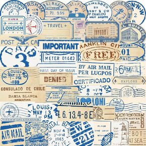 Vintage Ticket Stub Stickers 50PCS Travel Stickers for Water Bottles Luggage Laptop, Glueewee Retro Style Ticket Stickers for Teens Adults Waterproof Vinyl Stickers Funny Decals