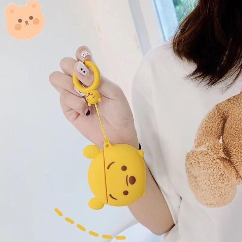 Cartoon Case for Airpods 2nd/1st Generation 2019/2016, 3D Animation Character Design Silicone Cute Case Protective Shockproof Covers with Keychain for Airpods 1/2 Earbuds in Kuwait