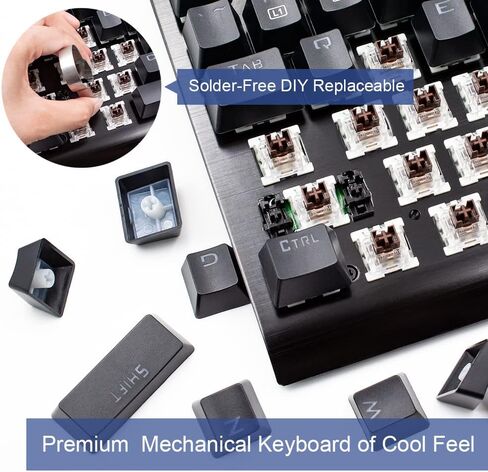 Granvela e-yooso Z-77 لوحة مفاتيح ميكانيكية | لوحة الألومنيوم | مفاتيح الأزرق الملموسة | قوس قزح LED الخلفية | N-Key Rollover | 87 مفتاح Tenkeyless | الساخنة قابلة للتبديل -سد in Kuwait