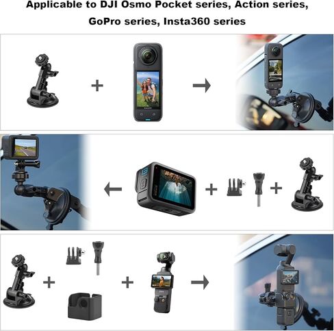 O'Woda Cupt Cup Mount for DJI Osmo Pocket 3 ، مجموعة دعم كاميرا حامل حامل الزجاج الأمامي لـ DJI Osmo Pocket 3/Action 5 Pro/4/3 in Kuwait