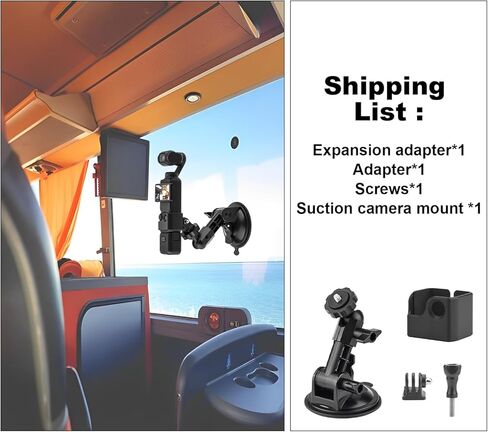 O'Woda Cupt Cup Mount for DJI Osmo Pocket 3 ، مجموعة دعم كاميرا حامل حامل الزجاج الأمامي لـ DJI Osmo Pocket 3/Action 5 Pro/4/3 in Kuwait