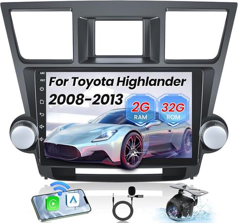 Car Stereo Radio for Toyota Highlander 2008-2013 : 10" Touchscreen GPS Navigation Upgrade - Wired/Wireless CarPlay Android Auto 5G WiFi GPS/FM/DSP/SWC Mirror Link 1080P Backup Camera in Kuwait