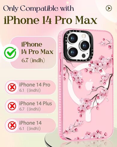 لجهاز iPhone 14 Pro Max Case for Women - Design Design Girls متوافق مع Magsafe Magnetic Ring Holder Stand Peach Blossom Phone in Saudi Arabia