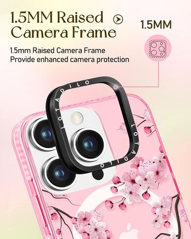 لجهاز iPhone 14 Pro Max Case for Women - Design Design Girls متوافق مع Magsafe Magnetic Ring Holder Stand Peach Blossom Phone in Saudi Arabia