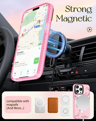 لجهاز iPhone 14 Pro Max Case for Women - Design Design Girls متوافق مع Magsafe Magnetic Ring Holder Stand Peach Blossom Phone in Saudi Arabia