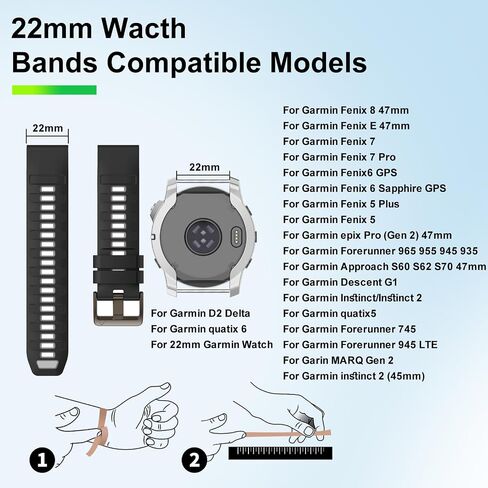 22 ملم ساعة مشاهدة لفرقة Garmin Fenix ​​8 47 مم/Fenix ​​E/Fenix ​​7 ، نطاقات سيليكون QuickFit لـ Garmin Fenix ​​7 Pro/Fenix ​​6/Fenix ​​6 Pro/Fenix ​​5/Fenix ​​5 Plus/Epix Pro Gen 2 47mm/Forerunner 965/955/ 945/935 للرجال النساء in Saudi Arabia