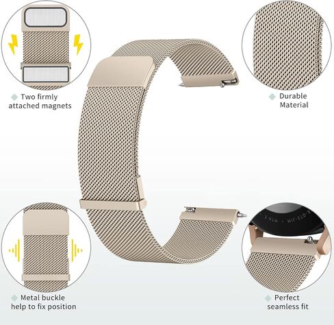 Amzpas bands Compatible with Garmin Vivoactive 4 Band, Garmin Venu 2 / Venu 3 Band for Women Men,Metal Stainless Steel Mesh Wristband Strap for Garmin Forerunner 745/265/255/255 Music SmartWatch in Saudi Arabia