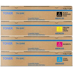 4PK TN-324 TN324 Toner Cartridge Compatible for Konica Minolta bizhub C258 C308 C368 (A8DA130 A8DA430 A8DA330 A8DA230)