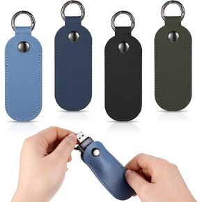 4 Pcs Flash Drive Case PU Leather USB Flash Drive Case USB Storage Case with Keychain Flash Drive Holder Anti Lost USB Holder Case Protective