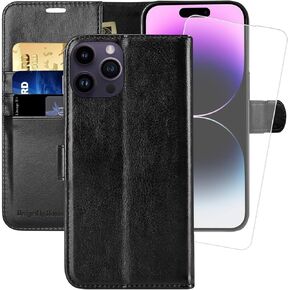 حالة محفظة Monasay متوافقة مع iPhone 14 Pro 5g ، [واقي الشاشة الزجاجية متضمن]