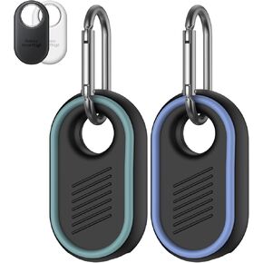 [2 Pack] Compatible for Galaxy SmartTag2 Case, Silicone Case for Galaxy Smart Tag 2 Holder Case Full Protection Anti-Lost and Drop for Galaxy Smart Tag 2 with Key Ring, Bags, Luggage, Pet