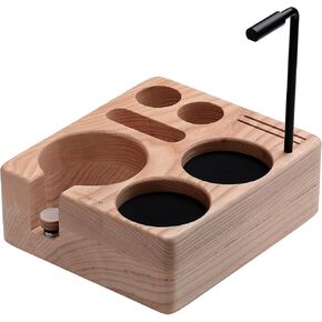 Normcore Compact Tamping Station, Wood Espresso Accessory Tool Organizer, Wooden Coffee Tamper Holder Station For 58mm Espresso Machine, Genuine American White Ashwood