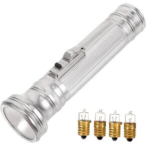 Vintage Flashlight:LED Flashlights Portable Outdoor Flashlight Old-Fashioned Flashlight with 5 pcs Bulbs for Outdoors Camping Emergency (Without Batteries), 14.00X4.00X4.00CM