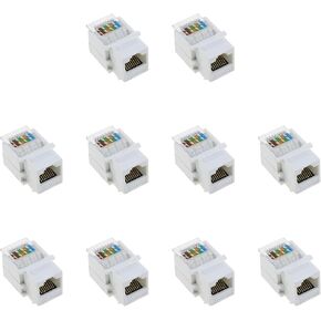 10PCS Cat5e Tool Free Keystone Jack Connector Adapters RJ45 Cable Network Information Panel