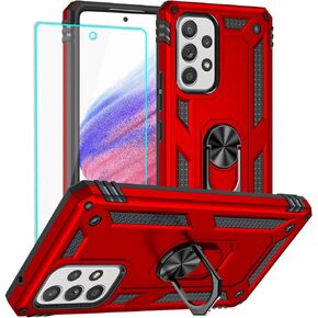 Yiakeng Samsung A53 5G Case, Galaxy A53 5G Case with HD Screen Protector, Military Grade Protective Cases with Ring for Samsung Galaxy A53 5G (Red)