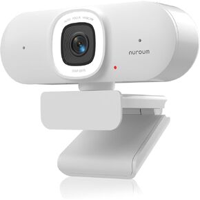 Nuroum V15AFL 2K Webcam with Ring Light for Streaming, Autofocus Webcam for PC w/Noise Cancelling Dual Mics, 1080P 60fps, 75° FOV&Lightweight, USB Web Camera Plug&Play for Zoom/Teams/OBS/Xsplit, white