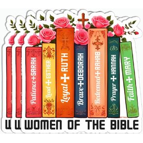 3Pcs - Women of The Bible Sticker - Book and Flower Sticker - Christian Quotes Sticker - Faith Sticker for Notebook Phone Laptop Tumbler