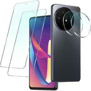 [2 Sets-4 Pack 9H Hardness Tempered Glass Screen Protectors+Camera Lens Protector For TCL 50 XL 5G, TCL 50XL Camera Protector Glass [Anti-fingerprint Anti-Shatter] Bubble FREE Case Friendly