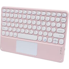 Wireless Keyboard with Touchpad, Ultra-Thin Rechargeable Bluetooth Keyboard Mini Wireless Keyboard with trackpad Round Key for iPad pro/iPad/iOS/Mac OS/Windows/Android (Pink)