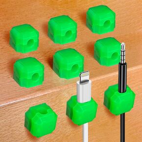 9pcs Magnetic Cable Clips Cord Holder(Glow-Green) - FonPeak Ultra-Adhesive Desk Cord Organizer for Max 7.5mm/0.3 inches Cables, Suit for Desktop, Nightstand, Home, Office, Car, and Wall