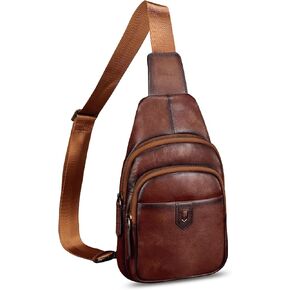 Genuine Leather Sling Bag for Men and Women Sling Backpack Purses Shoulder Crossbody Bag Chest Bag Fanny Pack