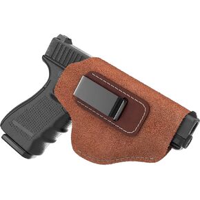 Made in USA - Suede Leather IWB Holster | Fits Glock 17 19 19X 22 26 43 43X 45 | Taurus GC3 | S&W M&P Shield | Canik TP9 Elite | Sig P229 | Plus Similar Sized Handguns | The Ultimate Suede IWB Holster