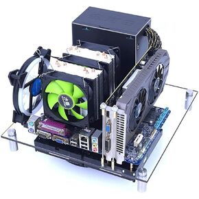 PC Open Chassis Computer Heat Dissipation Case Acrylic MATX ITX Motherboard Test Bench Platform DIY Computer Case with Metal Switch