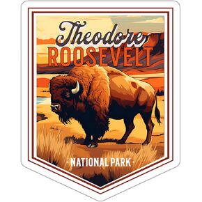 Theodore Roosevelt National Park North Dakota Travel Sticker, Weatherproof Souvenir Decal Vinyl Waterproof for Water Bottle Mug Passport Laptop Car Stickers, Size - 4″×4″ - ID44990