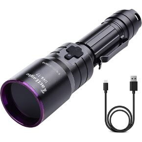 Industrial UV Flashlight 365nm UV Light Black Light UVA-T7 for NDT (Non-Destructive Testing), Resin Glue Curing, A/C Leak Detection, Rocks and Mineral Hunting