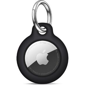 QYQa Airtag Holder and Air tag Case with Spring Keychain, PC Airtags Key Chain Compatible with Apple Airtag for Pets,Keys, Bags, Luggage(Black)