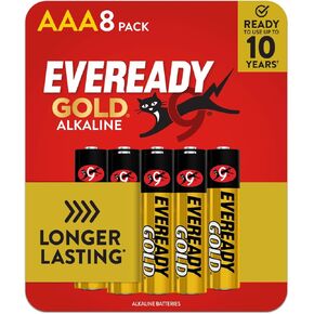 Eveready Gold Alkaline AAA Batteries, 8 Pack of Triple A Batteries
