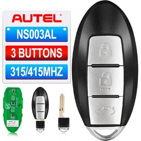 Autel MaxiIM IKEYNS003AL Blank Key for Nissan, Programmable OE-Quality Replacement, 3 Buttons, 315MHz/ 434MHz, 130FT/ 40M Remote, OBD Learning, Work with Autel KM100(X) IM508S IM608S II IM608 PRO II