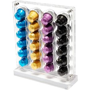 DuvinDD Coffee Pod Holder for Nespresso Original Line Capsule Holder Acrylic Magnetic Coffee Pods Organizer, Freestanding or Mounted on the Fridge, Hold 40 Capsule Pods Capacity Storage Rack