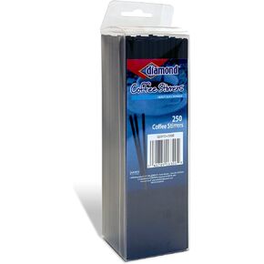 Diamond Disposable Coffee Stirrers, Black