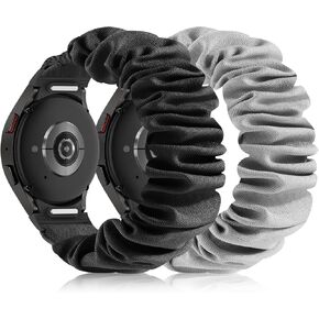 One Click Stretchy Scrunchie Bands Compatible with Samsung Galaxy Watch 7 6 5 4 40mm 44mm/FE 40mm/Watch 6 4 Classic Band 42mm 46mm 43mm 47mm/Galaxy Watch 5 Pro Band 45mm,No Gap Soft Adjustable Nylon Sport Band