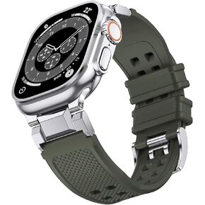 Wattra Watch Band متوافق مع Apple Watch Ultra2/Ultra Band 49mm 46mm 45mm 44mm للرجال ، فرقة Silicone لـ Apple Watch Ultra iWatch Series 10/9/8/7/6/5/4
