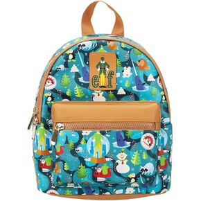 Elf Illustrated North Pole Pattern 11.5" Mini Backpack