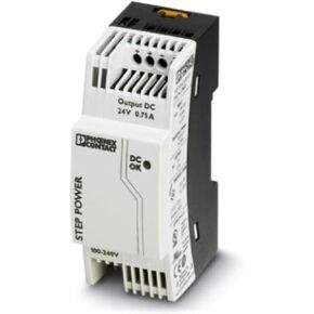 Phoenix Contact 2868635 Power Supply; AC-DC; 24V@0.75A; 85-264V In; Enclosed; DIN Rail Mount; STEP Series