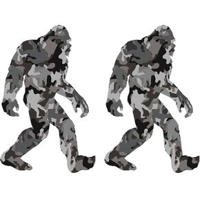 Sasquatch Decal - Bigfoot Bumper Sticker - Vinyl Sticker - 2 Pack (Winter Camo Squatch)