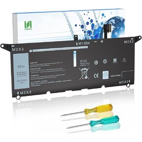 dxgh8 استبدال بطارية الكمبيوتر المحمول لـ Dell XPS 13 9370 9380 7390 2019 Inspiron 13 7000 7390 7391 2-in-1 5390 5391 14 7400 7490 Latitude 3301 E3301 Vostro 13 5000 5390 5391 P82G001 P113G001