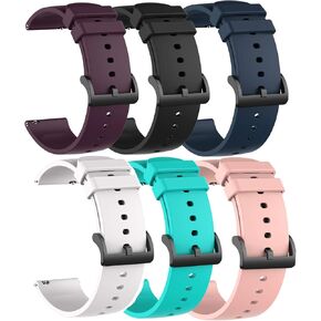6Pack Bands Compatible with Smaiit Y22 Watch/BANLVS Y22 Smart Watch/A-TGTGA Y22 Watch Strap Quick Release Waterproof Silicone Adjustable Replacement Band for BANLVS Y22 Smartwatch
