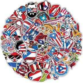 100 Pcs Puerto Rico Stickers, Puerto Rican Flag for Car Sticker Waterproof Decal for Water Bottles Laptop Luggage Computer Scrapbooking Teens Adults Girls Funny Birthday Decorations