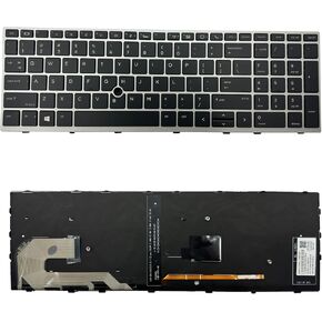 Keyboard Replacement with Backlit for EliteBook 745 G5 745 G6 840 G5 846 G5 840 G6 846 G6 / ZBook 14u G5 G6 L14366-001 L32575-001 Series Laptop US Layout with Pointer Sliver Frame(Backlit)
