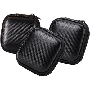 3 حزم الكربون لون أذن القشرة الصلبة - منظم السفر والمدارس القوي لسماعات الأذن وسماعات الرأس والملحقات الصغيرة - المدمجة وخفيفة الوزن وتصميم وقائي in Kuwait