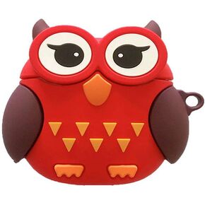 AirPods Pro/3 Case, Red Night Owl, Soft Silicone, Creative Big Eyes, Protective Charging Cover, Includes Hook, Compatible Devices: Earphones