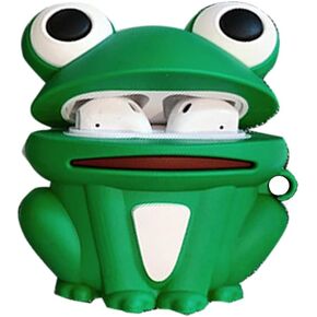 Cute Case for Airpods 3rd 2021, Silicone Frog Bear Panda Funny Animal Soft Rubber Cover Skin with Anti-Lost Keychain (Frog)