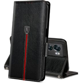 For OnePlus Nord N300 5G Case, Magnetic Leather Card Slots Wallet Phone Case, Flip Silicone TPU Bumper Protective Cover with Kickstand, Shockproof folio Book Case for OnePlus Nord N300 Black