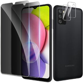 [2+2 Pack] Privacy Screen Protector for Samsung Galaxy A03s 5G, Anti-Spy Shatterproof Tempered Glass with Camera Lens Tempered Glass 9H Hardness Bubble Free Anti-Glare Case Friendly