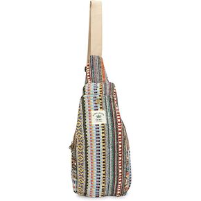 LONGING TO BUY Hemp Sling Backpack- Hemp Cross body Bag- Hemp Shoulder Backpack Adjustable Strap for Men & Women (Light Multicolored-1)